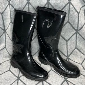 Kamik Glossy Black Lined Rubber Rain Boots